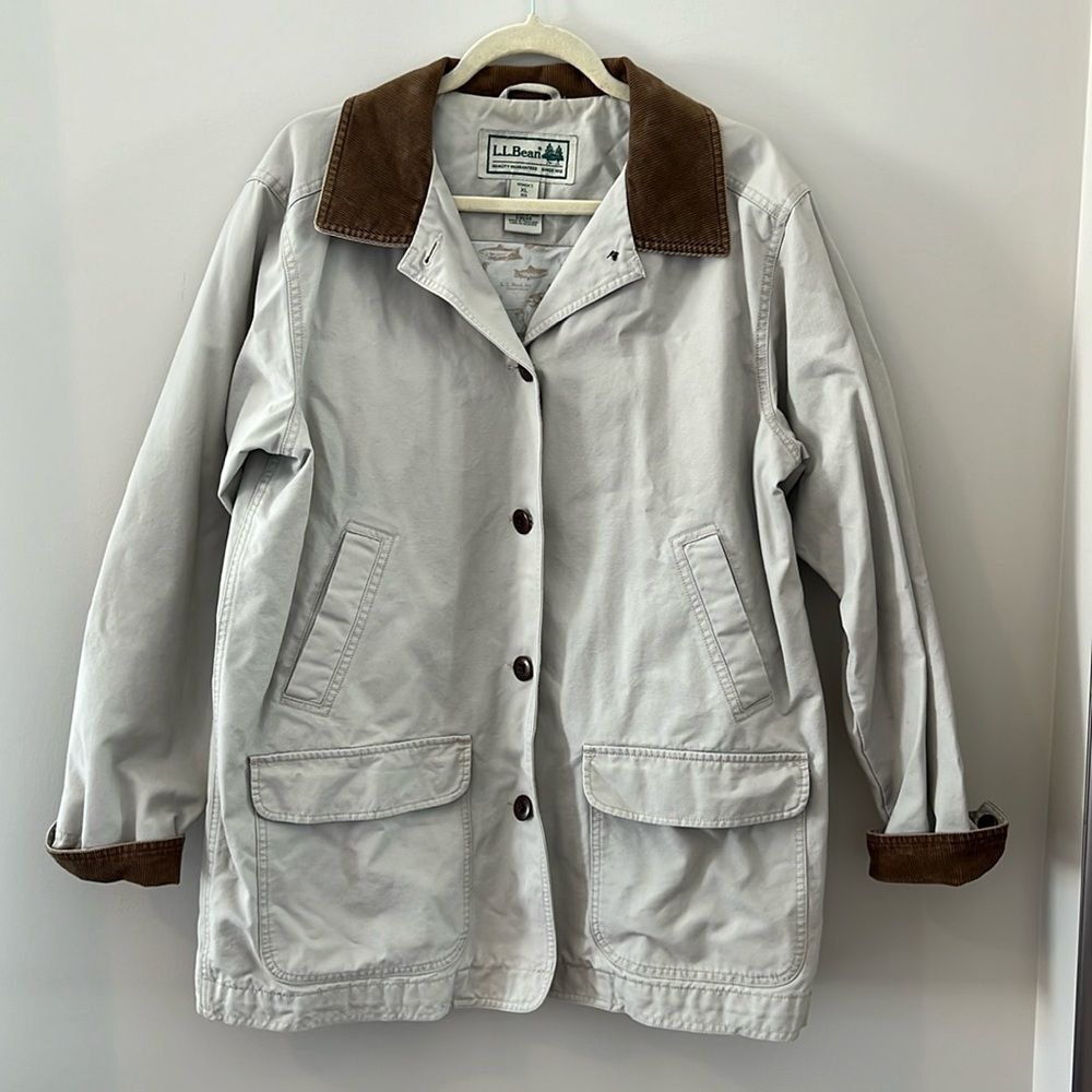 L.L. Bean Gray Utility Jacket with Brown Accents